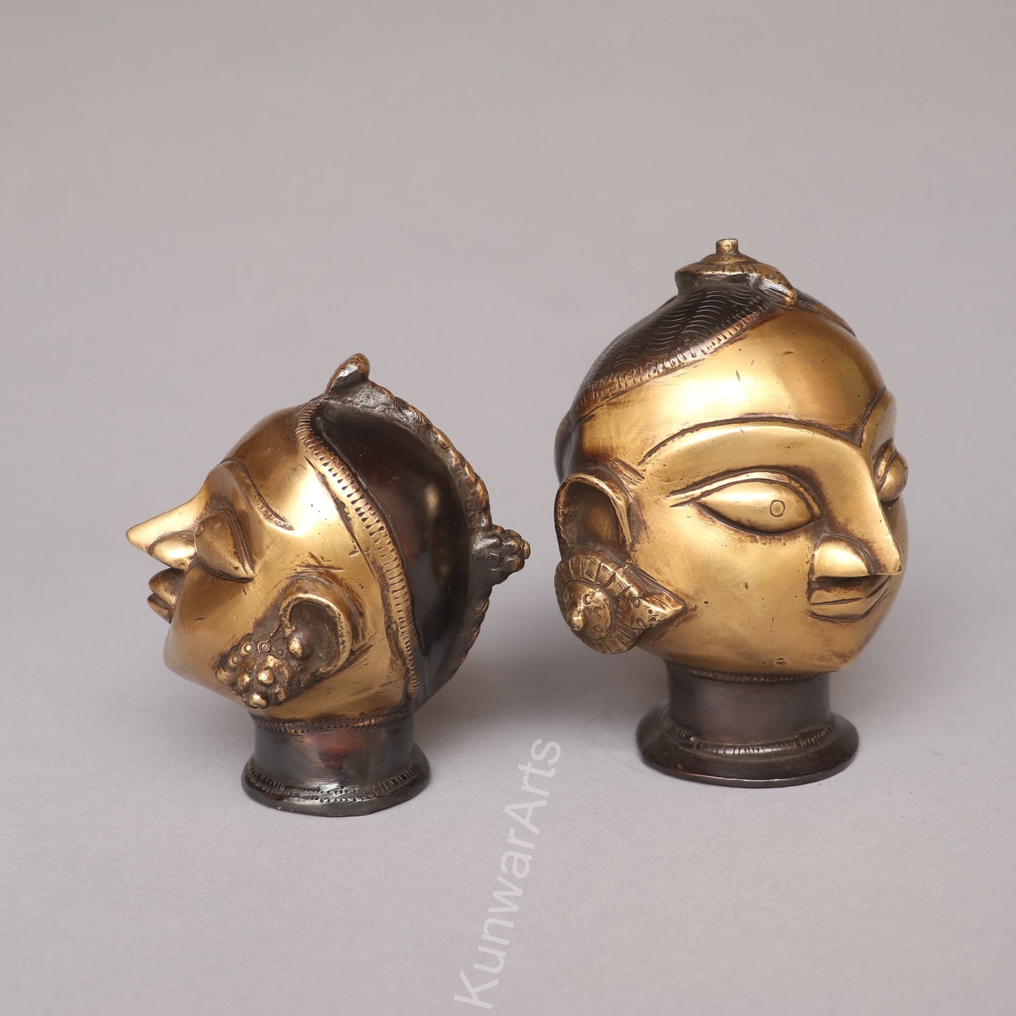 Brass Shiva Gauri Mukhlingam Head Black Gold