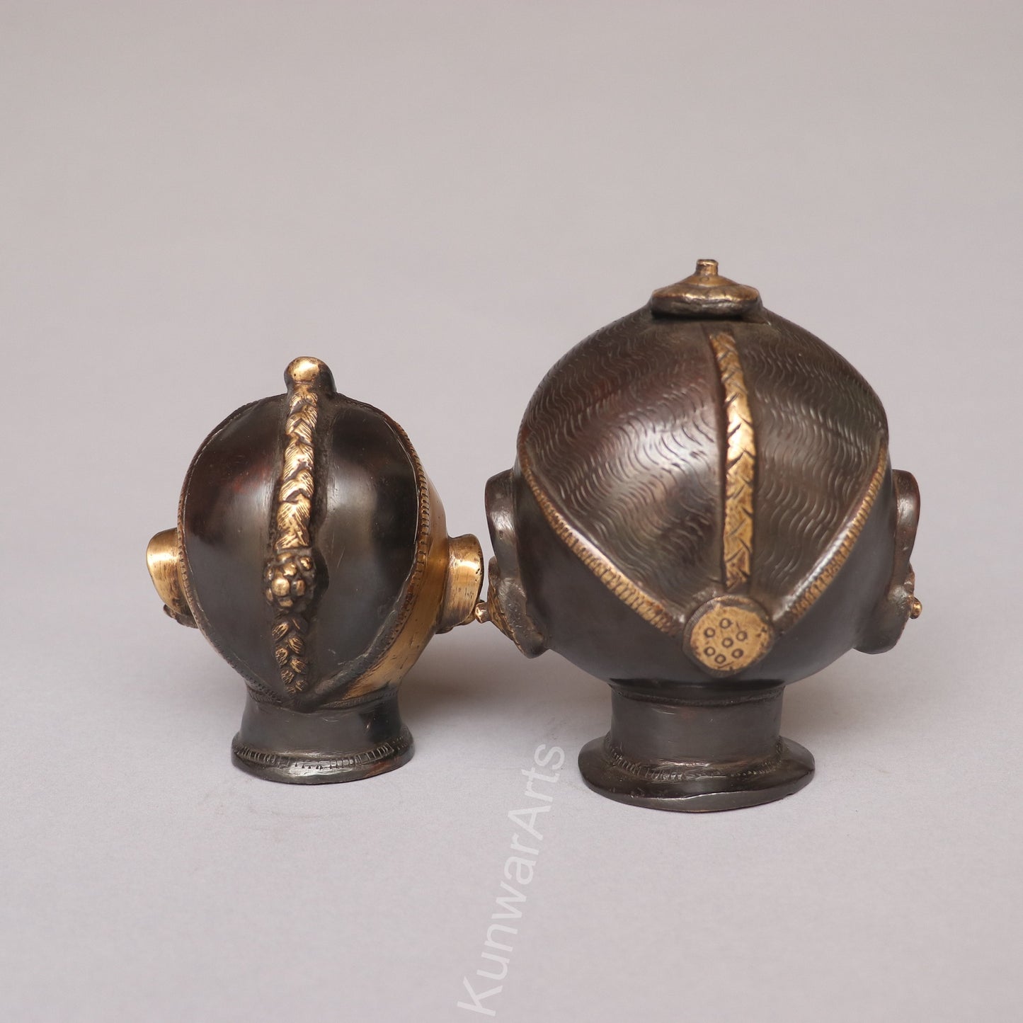 Brass Shiva Gauri Mukhlingam Head Black Gold