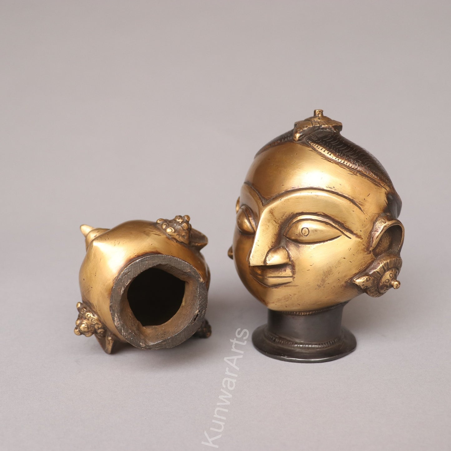 Brass Shiva Gauri Mukhlingam Head Black Gold