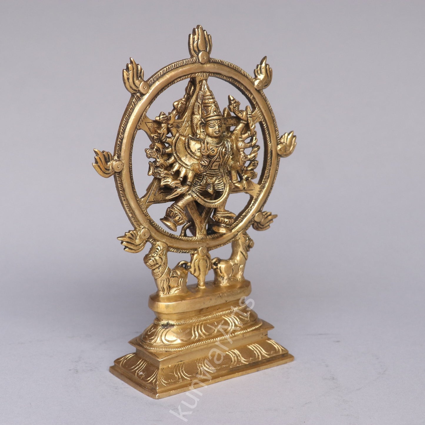 Brass Lord Sudarshana Vishnu Idol with Narasimha on the reverse side.