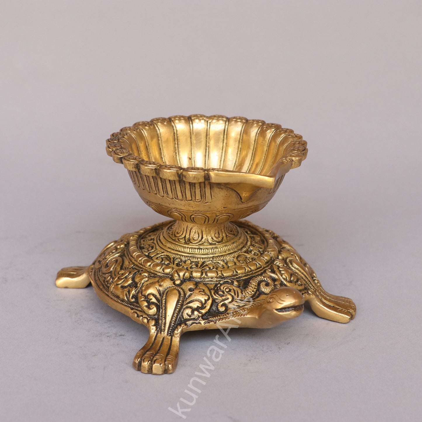 Brass Tortoise Oil Lamp
