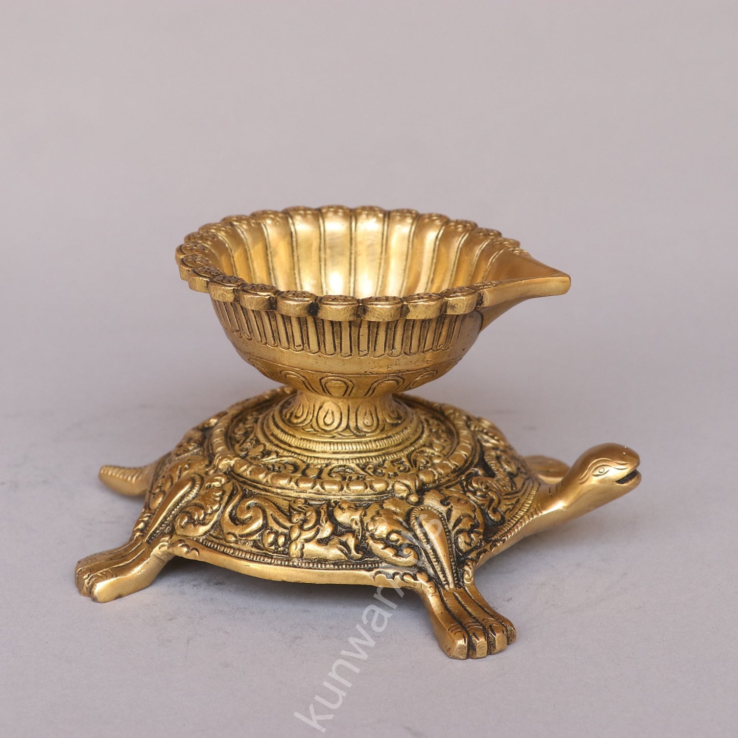 Brass Tortoise Oil Lamp