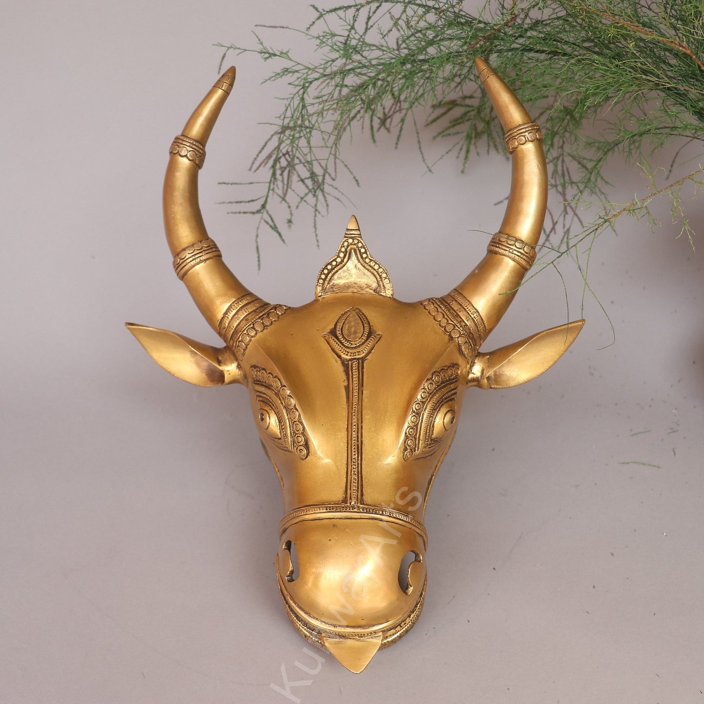 Decorative Brass Bull Mask Wall Hanging Accent