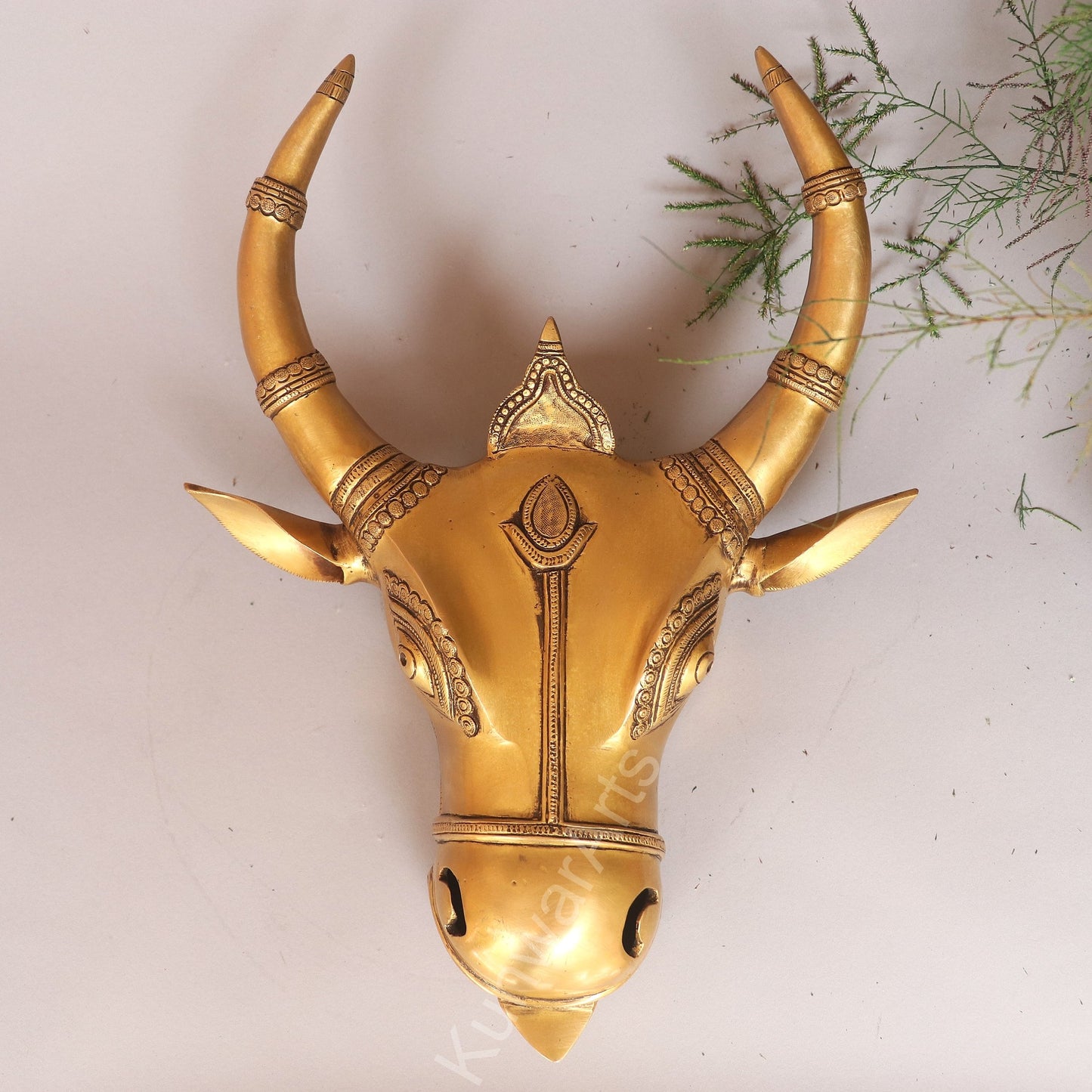 Decorative Brass Bull Mask Wall Hanging Accent
