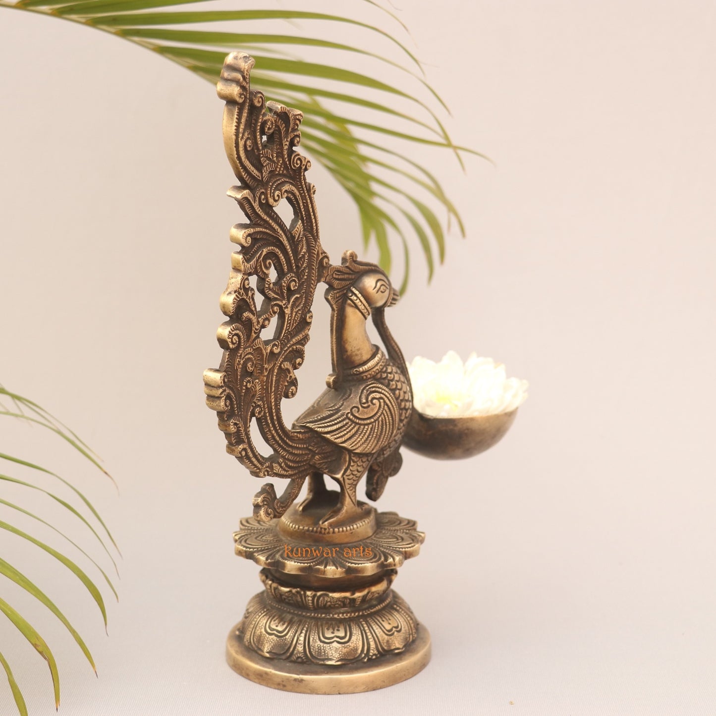 Brass Vintage Peacock Oil Lamp