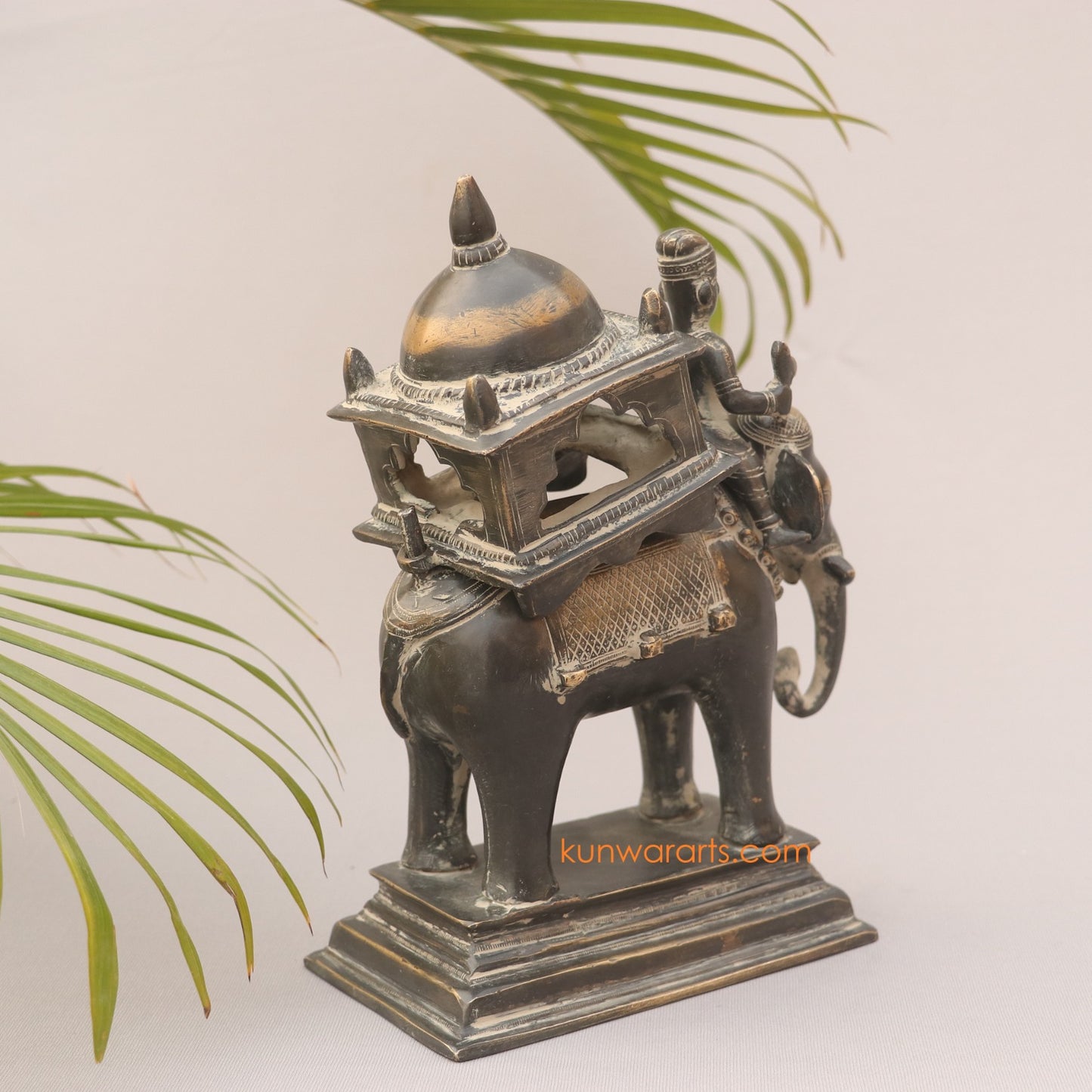 Brass Vintage Ambarvalia Elephant Rider Superfine Sculpture