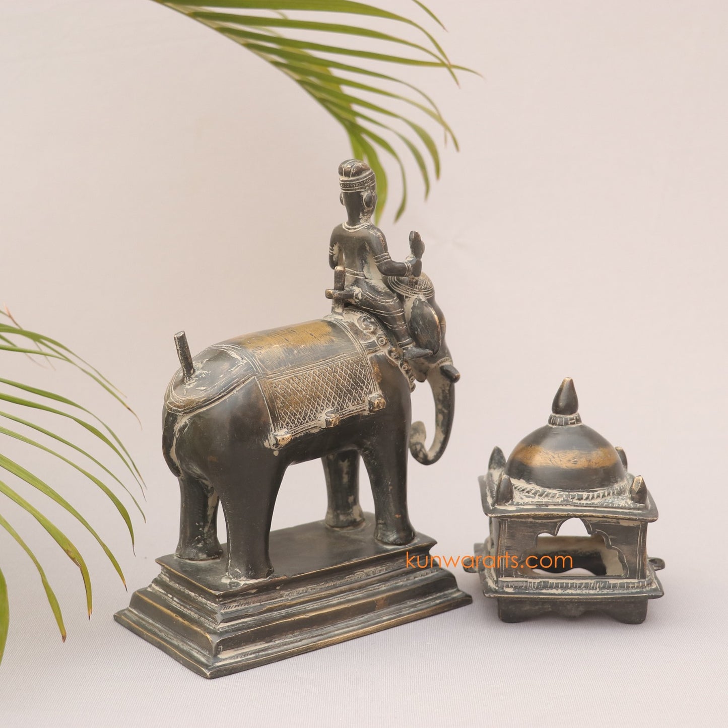 Brass Vintage Ambarvalia Elephant Rider Superfine Sculpture