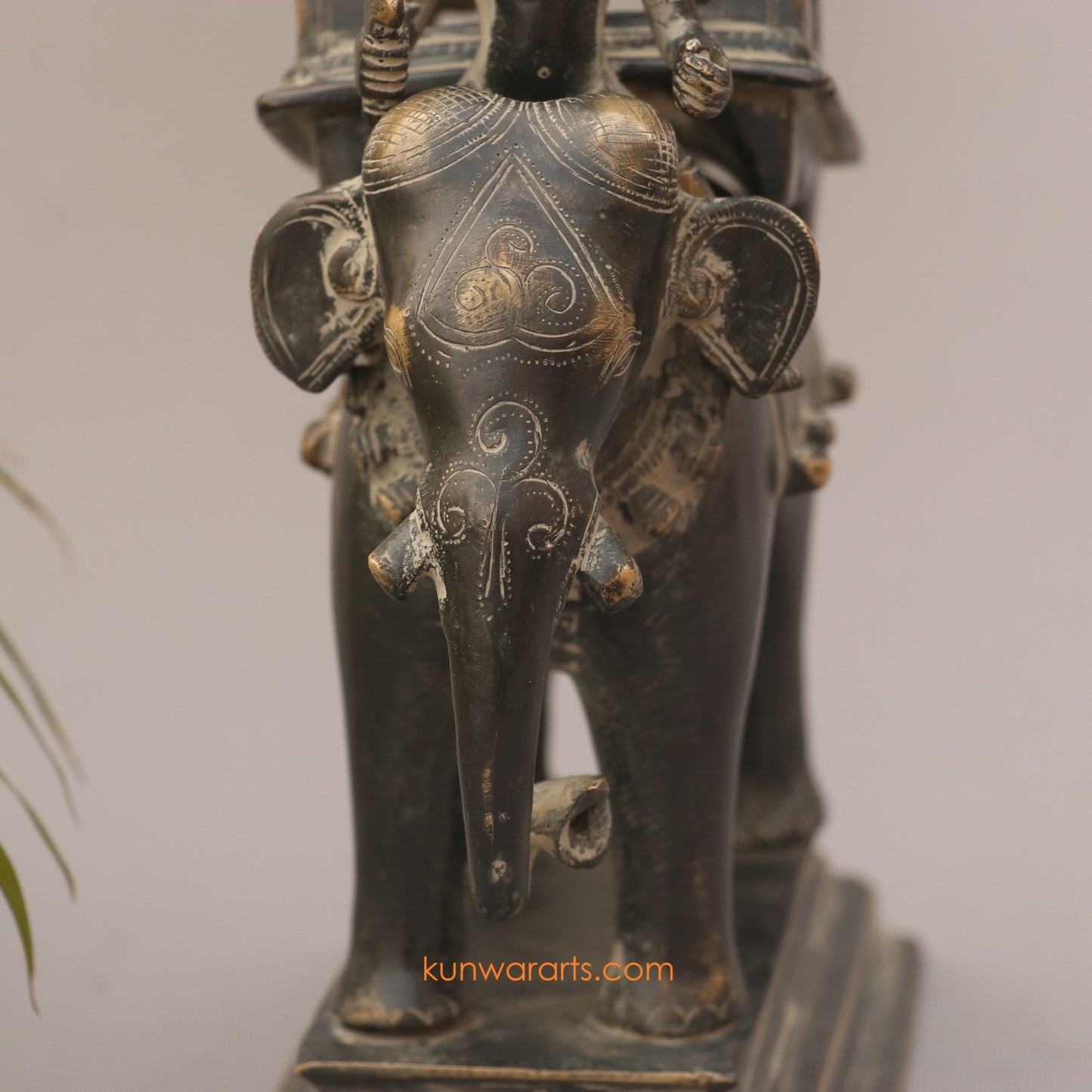 Brass Vintage Ambarvalia Elephant Rider Superfine Sculpture