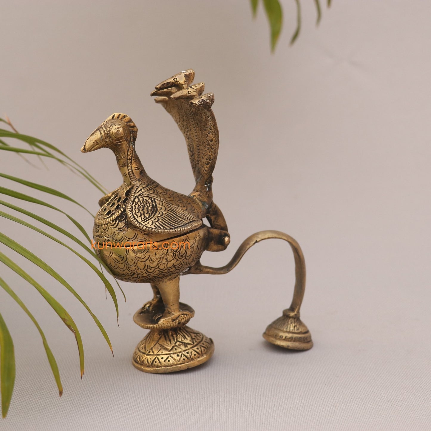 Brass Peacock Incense Burner Figurine