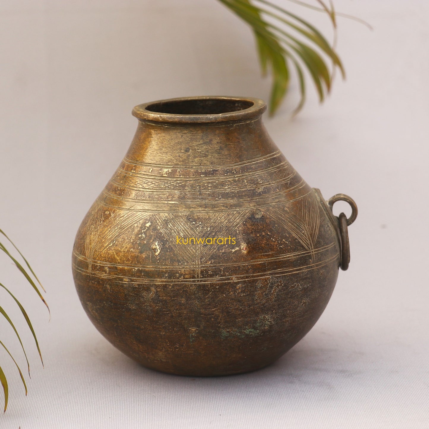 Brass Carved Vintage Measurement Bowl 18cm