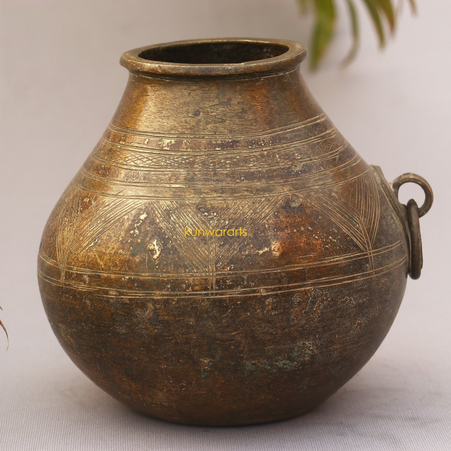 Brass Carved Vintage Measurement Bowl 18cm