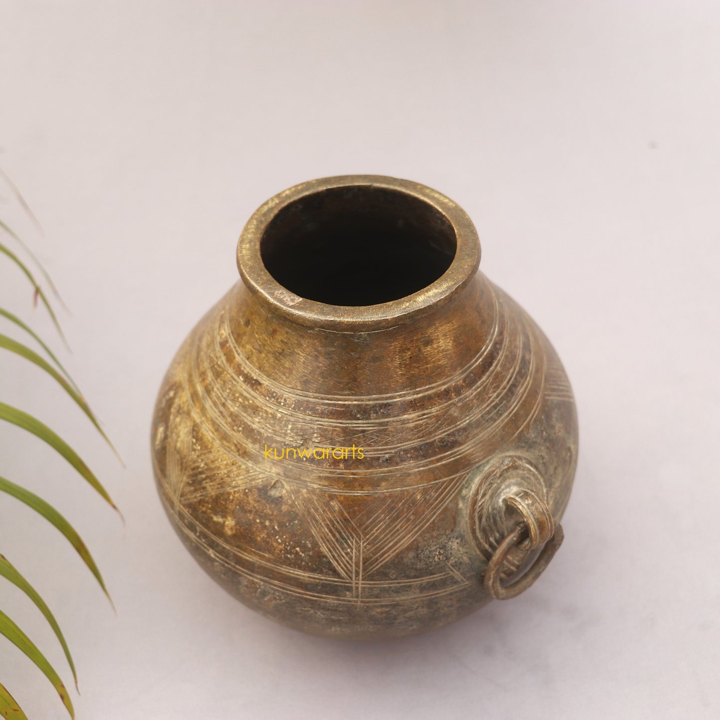 Brass Carved Vintage Measurement Bowl 18cm