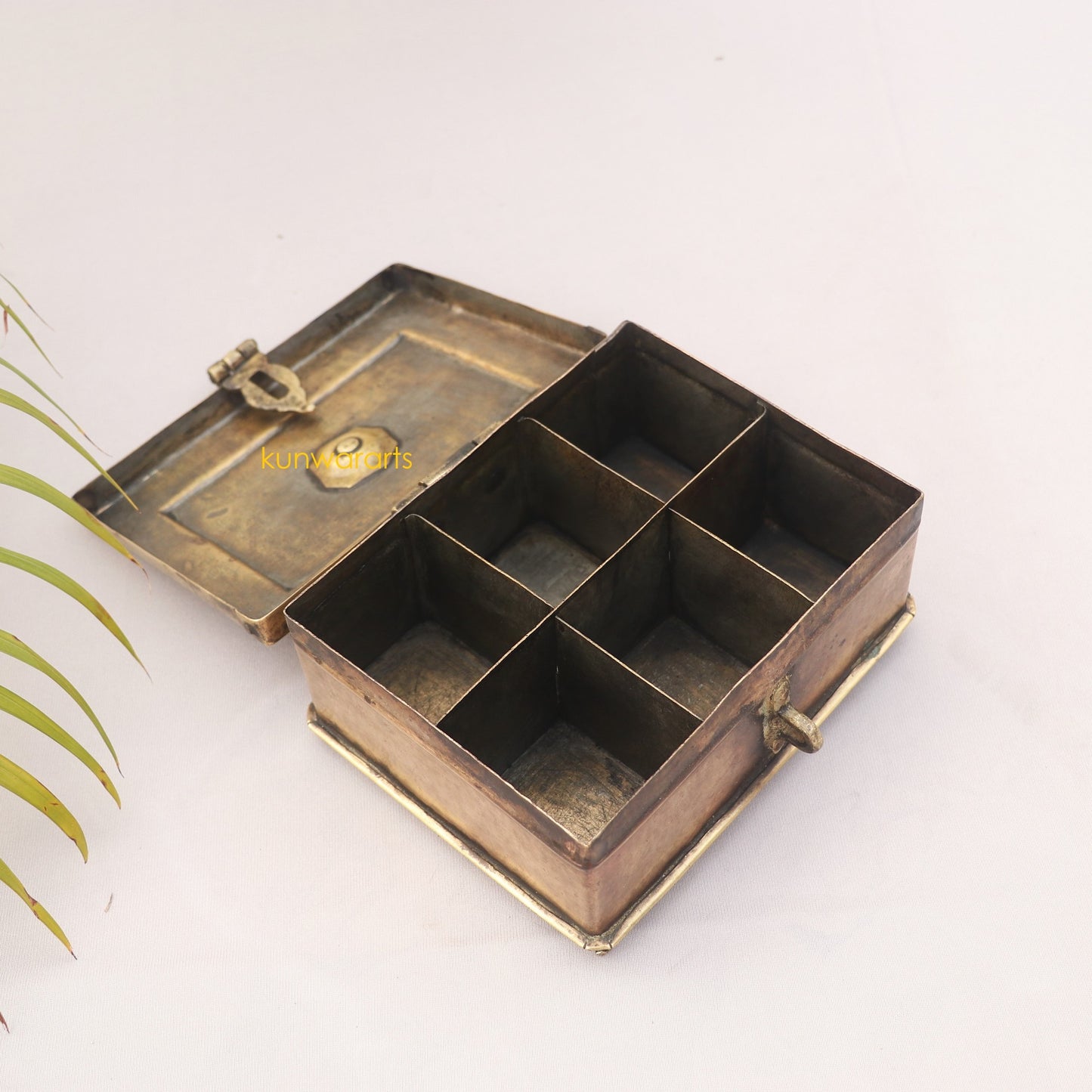 Brass Kitchen Original Indian Spice Storage Container Organizer, Home and Décor