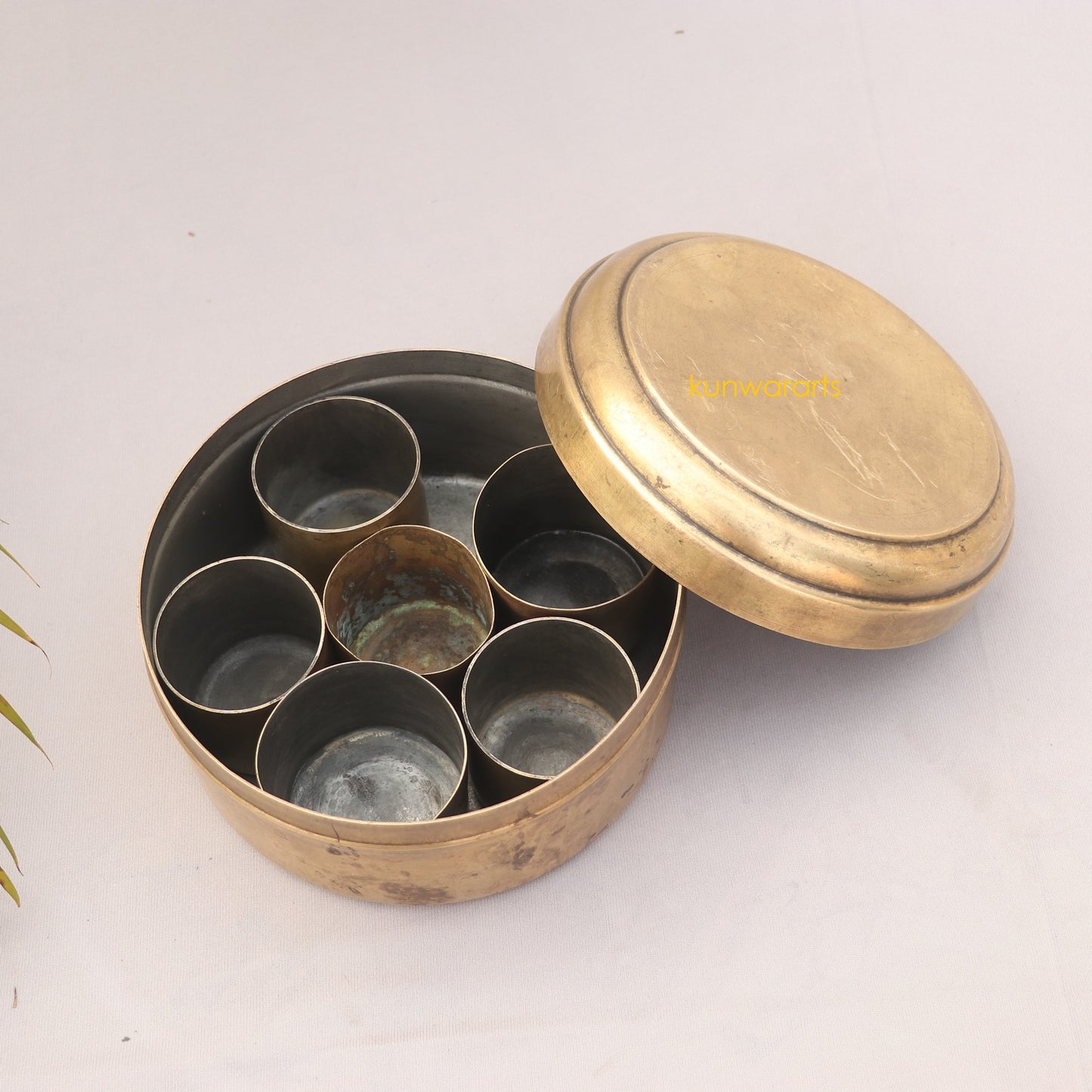 Brass Kitchen Indian Spice Storage Container Organizer, Home and Décor