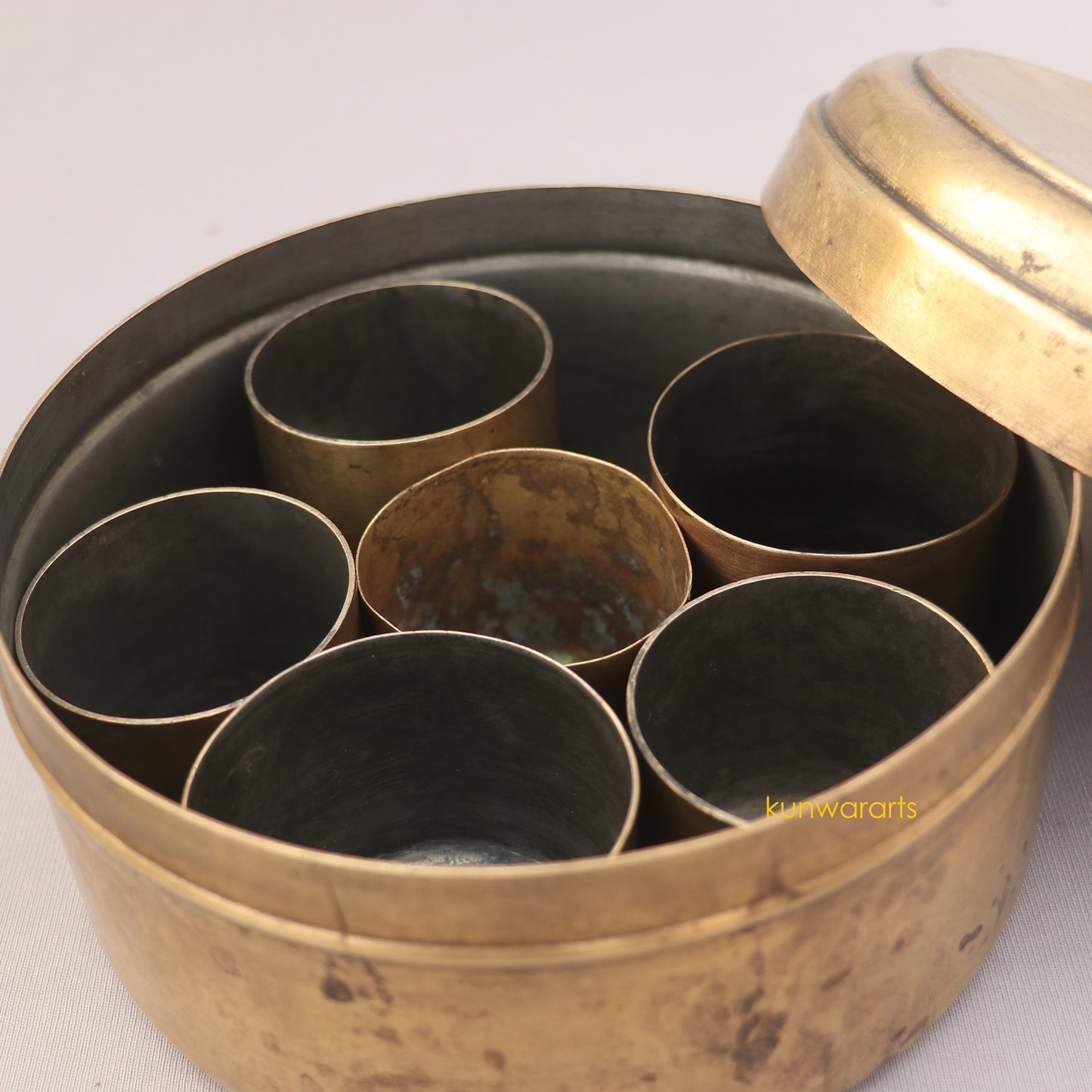 Brass Kitchen Indian Spice Storage Container Organizer, Home and Décor