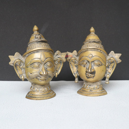 Brass Shiva Gauri Mukhlingam Face Mask