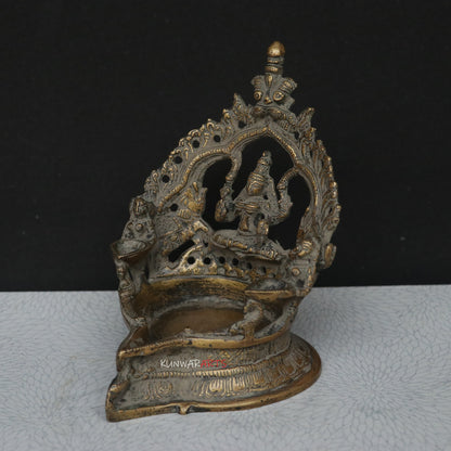 Lakshmi Diya Oil Lamp Brass Décor Figurine