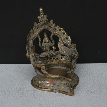 Lakshmi Diya Oil Lamp Brass Décor Figurine