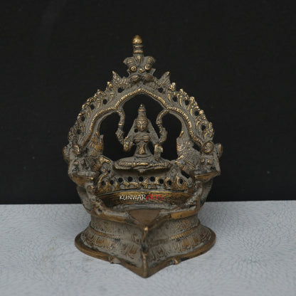 Lakshmi Diya Oil Lamp Brass Décor Figurine