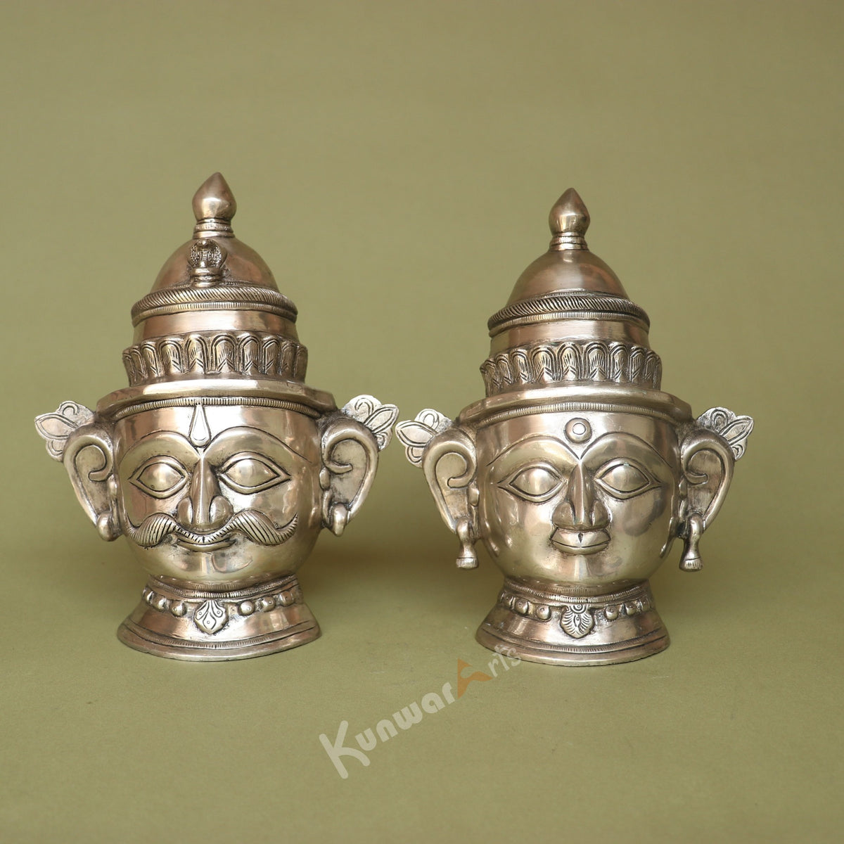 Brass Shiva Gauri Mukhlingam Face Mask 23 cm