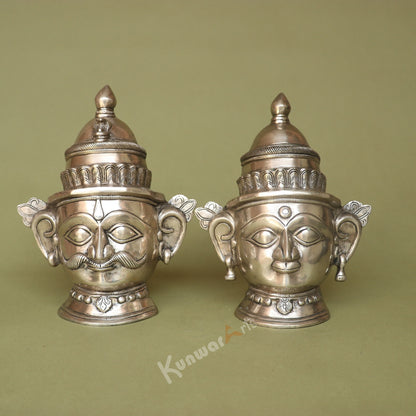 Brass Shiva Gauri Mukhlingam Face Mask 23 cm