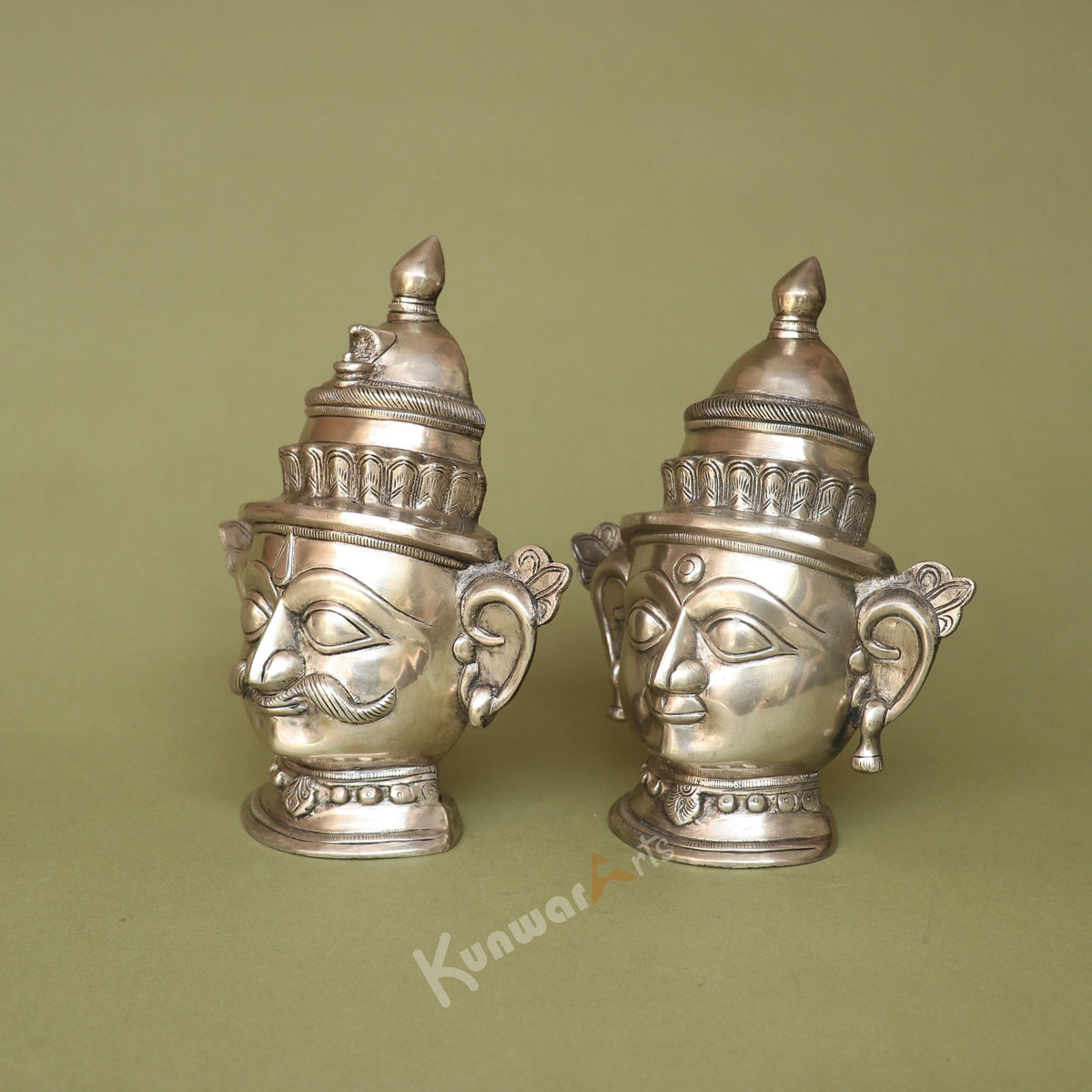 Brass Shiva Gauri Mukhlingam Face Mask 23 cm