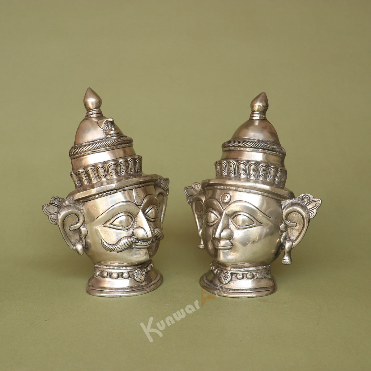 Brass Shiva Gauri Mukhlingam Face Mask 23 cm
