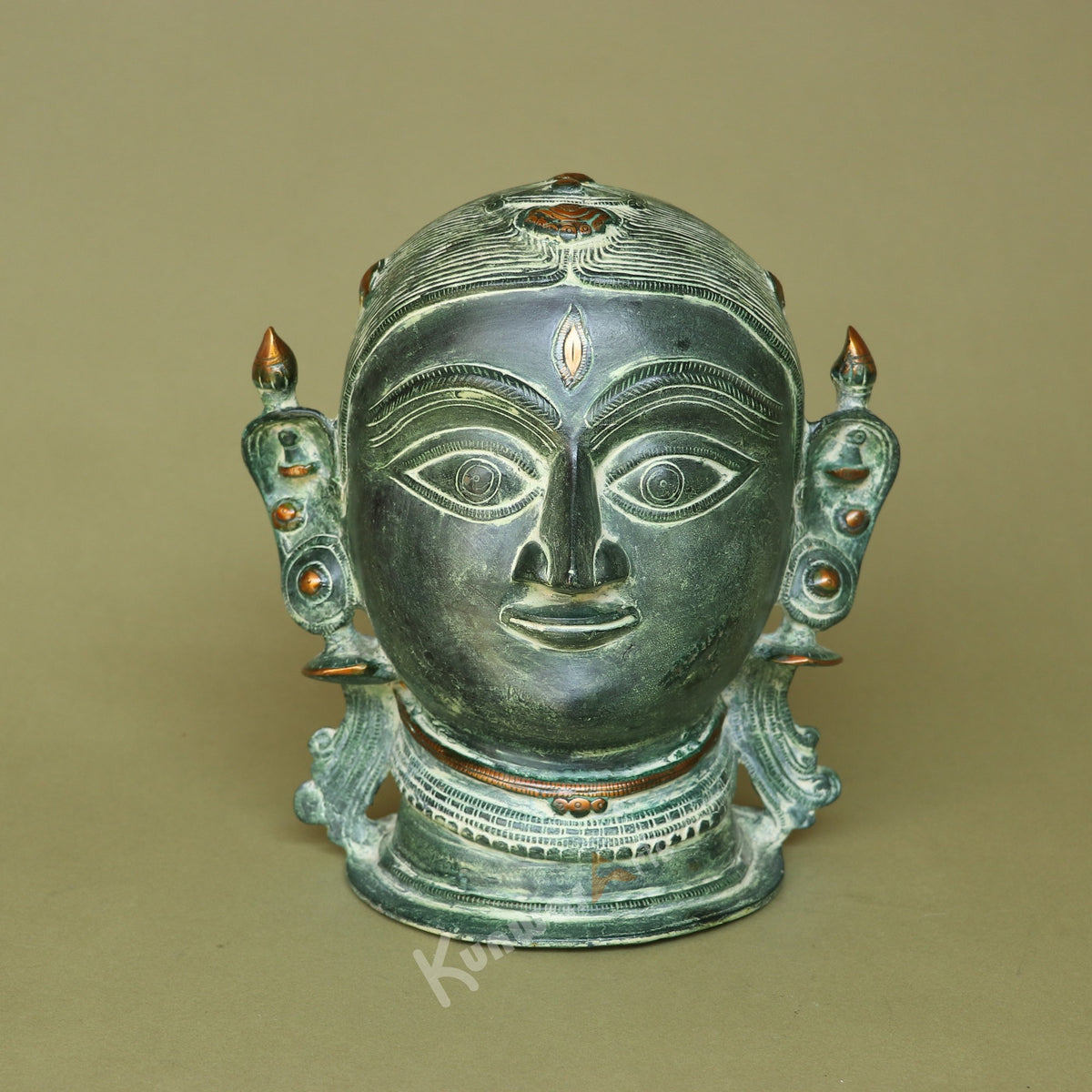 Brass Goddess Parvati Face Mask Table Décor