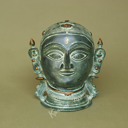 Brass Goddess Parvati Face Mask Table Décor