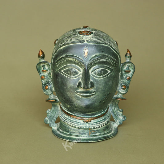 Brass Goddess Parvati Face Mask Table Décor