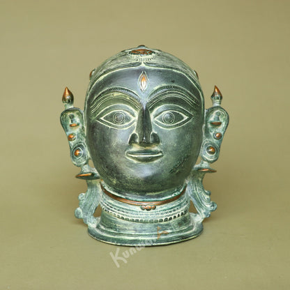 Brass Goddess Parvati Face Mask Table Décor