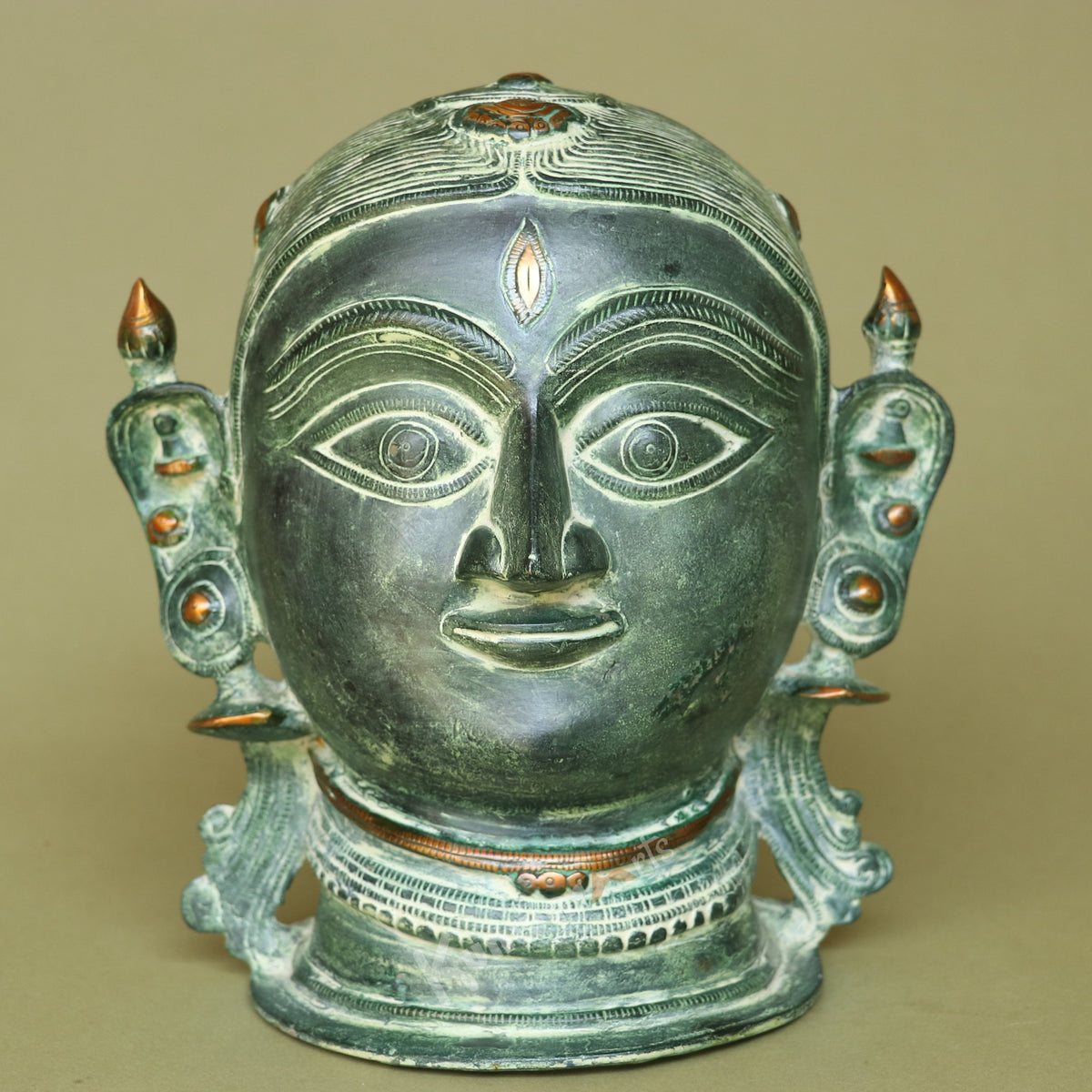 Brass Goddess Parvati Face Mask Table Décor