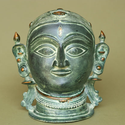 Brass Goddess Parvati Face Mask Table Décor