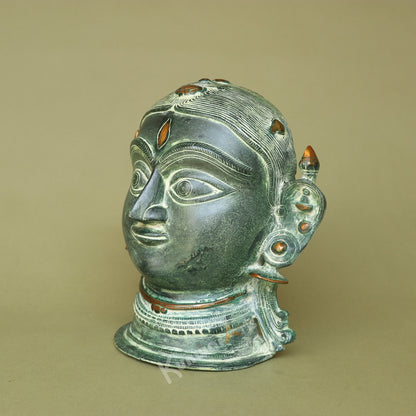 Brass Goddess Parvati Face Mask Table Décor