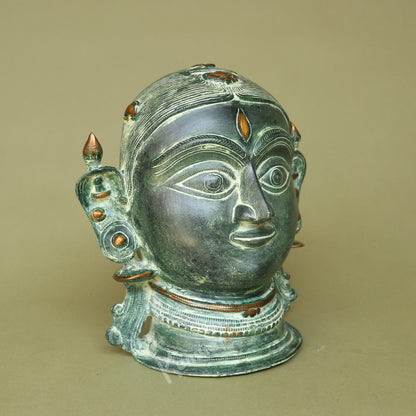 Brass Goddess Parvati Face Mask Table Décor