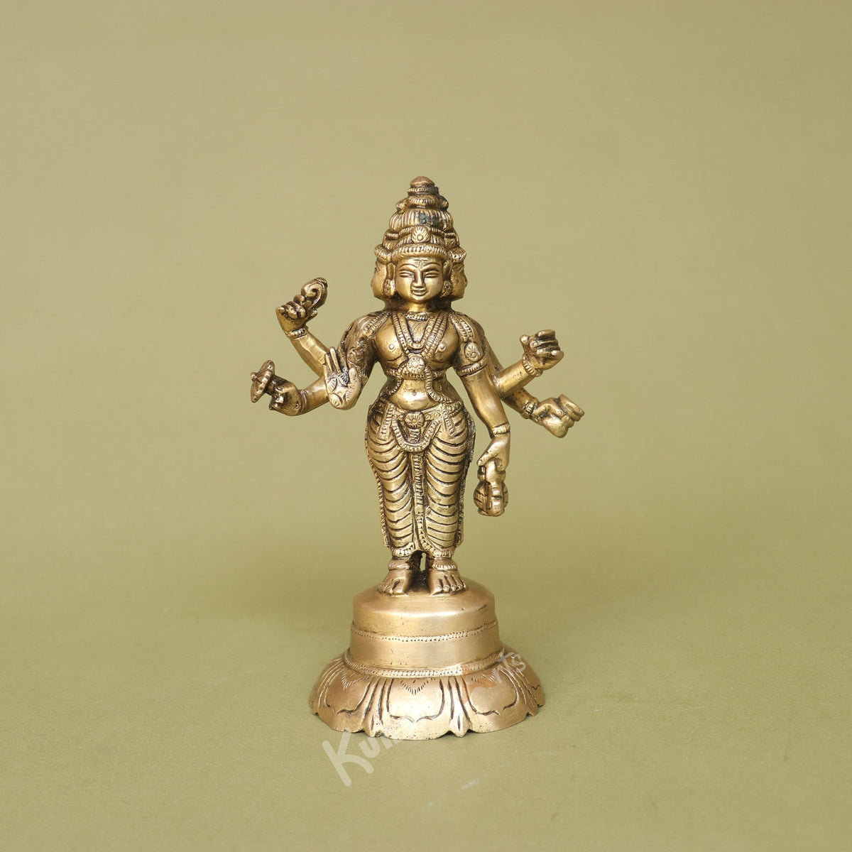 Brass Multi-Armed Hindu Deity Idol