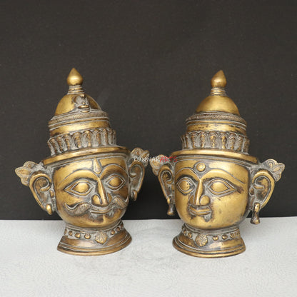 9.5" Brass Shiva Gauri Mukhlingam Face Mask