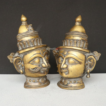 9.5" Brass Shiva Gauri Mukhlingam Face Mask