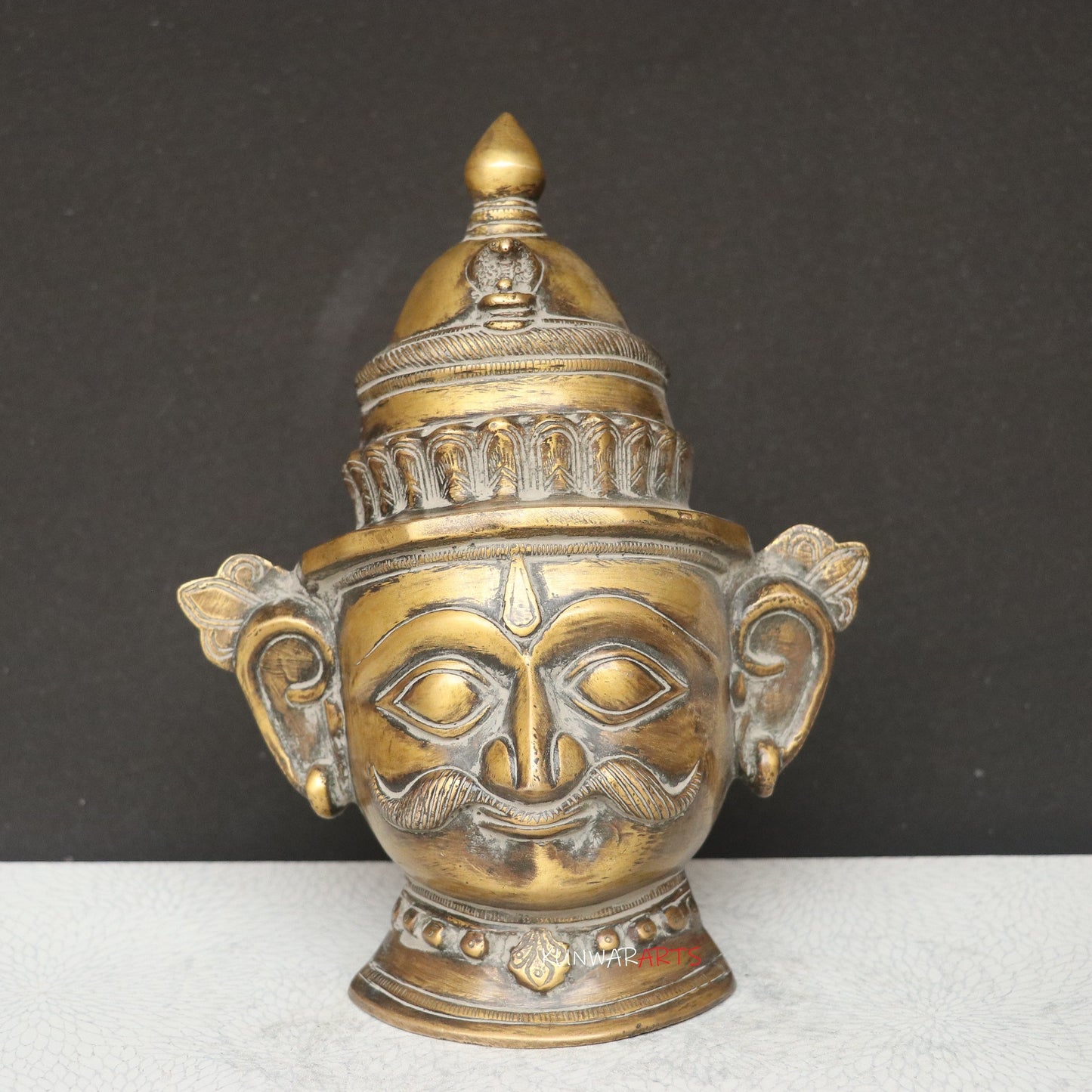 9.5" Brass Shiva Gauri Mukhlingam Face Mask