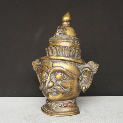 9.5" Brass Shiva Gauri Mukhlingam Face Mask