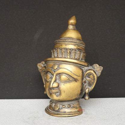 9.5" Brass Shiva Gauri Mukhlingam Face Mask