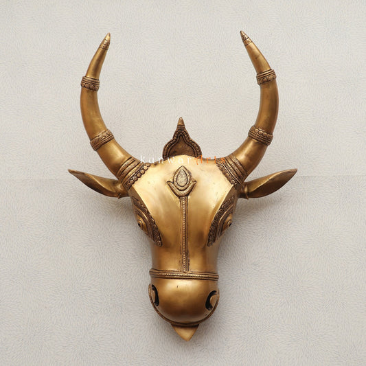 Decorative Brass Bull Mask Wall Hanging Accent