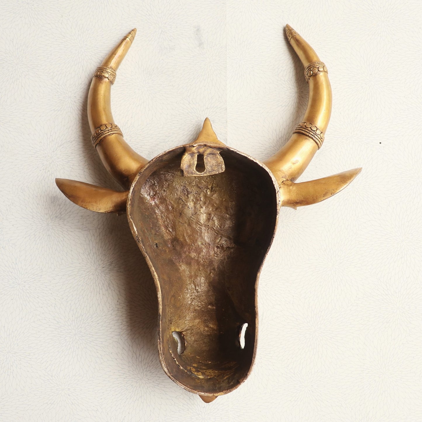 Decorative Brass Bull Mask Wall Hanging Accent