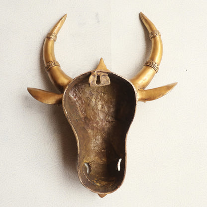 Decorative Brass Bull Mask Wall Hanging Accent