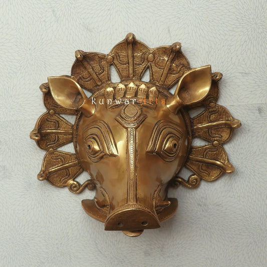 Divine Elegance Brass Varaha Wall Hanging for Home Décor