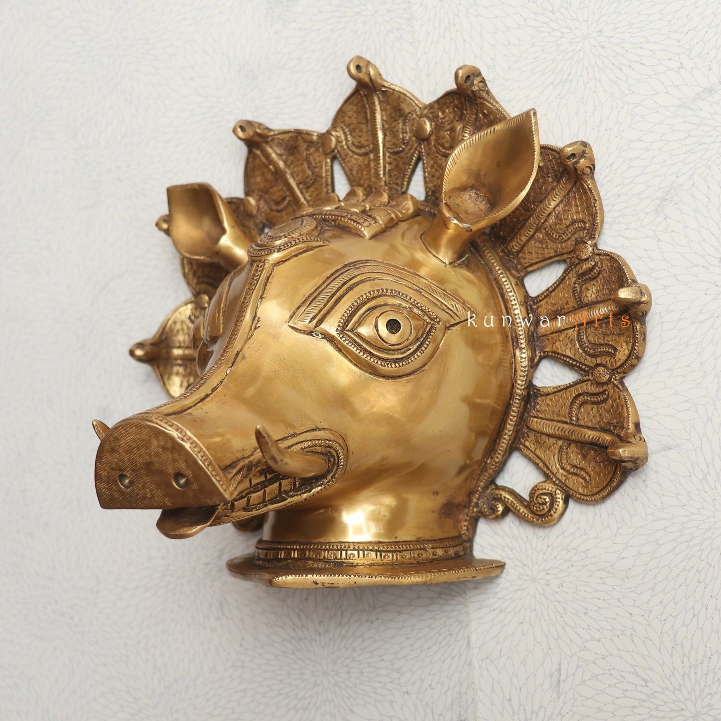 Divine Elegance Brass Varaha Wall Hanging for Home Décor