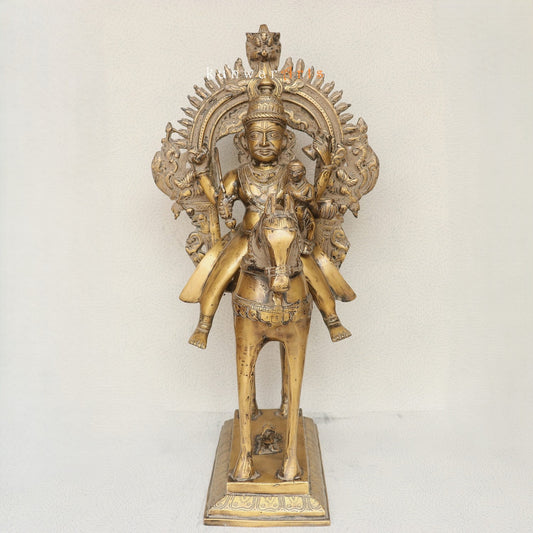 Divine Grace in Brass: Vintage Khandoba Figurine for Home Décor