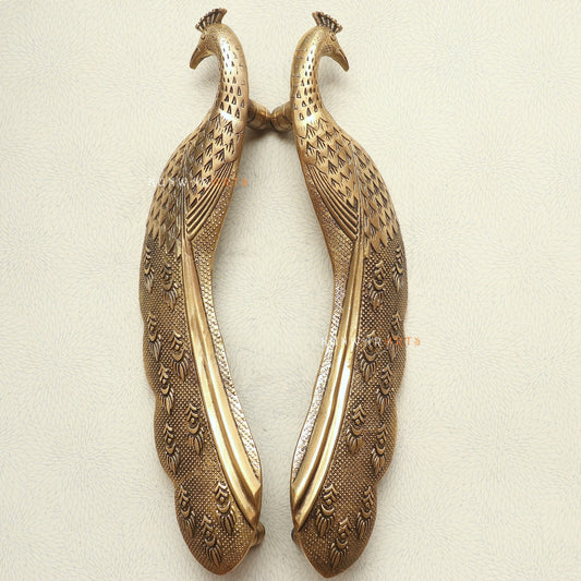 Brass Decorative Peacock Door Handles 46 cm