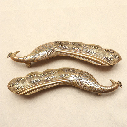 Brass Decorative Peacock Door Handles 46 cm