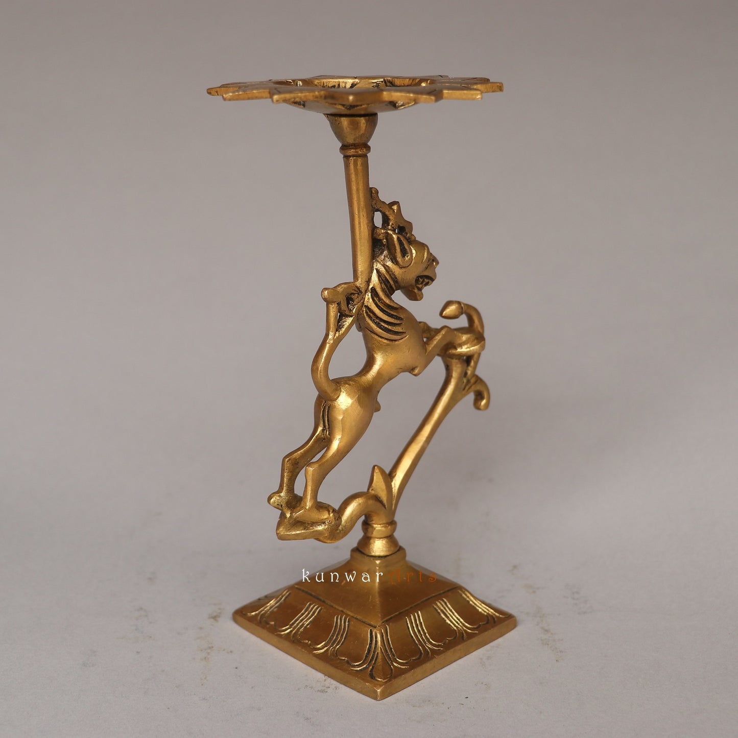 Bhunes Brass Yali Candle Holder